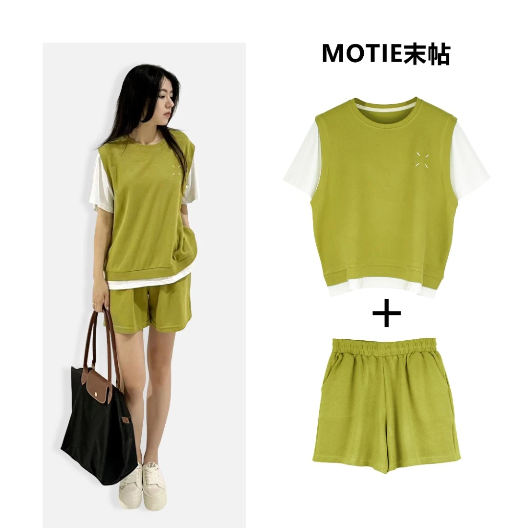 MOTIE末帖2025新款夏季休闲假两件套装短袖套装