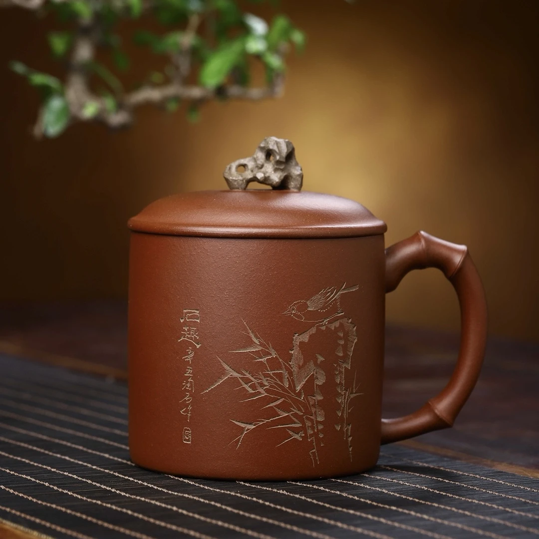 宜兴紫砂盖杯男女士大容量高档正品带盖单人办公泡茶 茶杯 纯手工