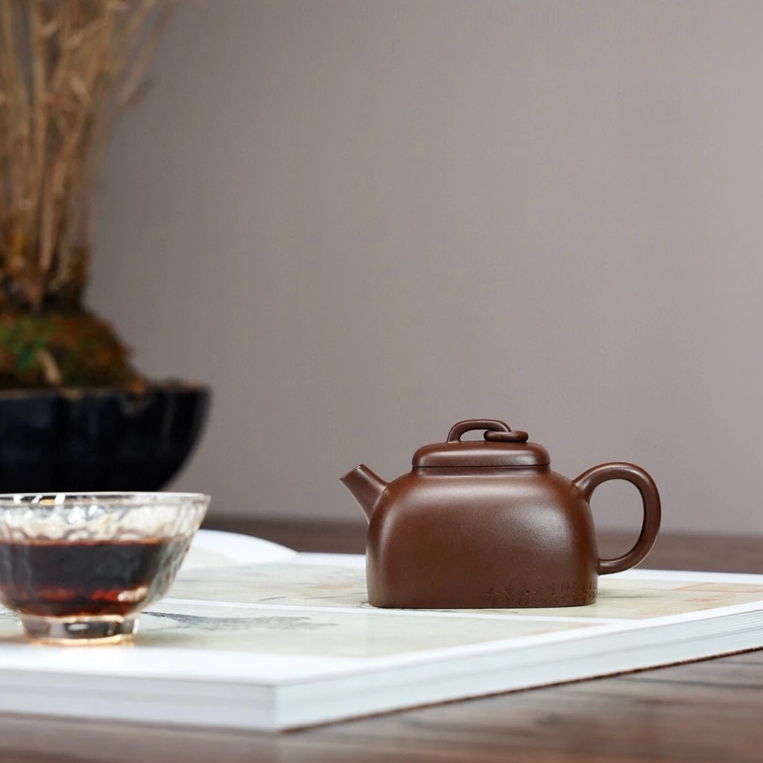 宜兴紫砂壶小四方·慕古款·140cc 原矿陈年老紫泥全手工小容量茶具