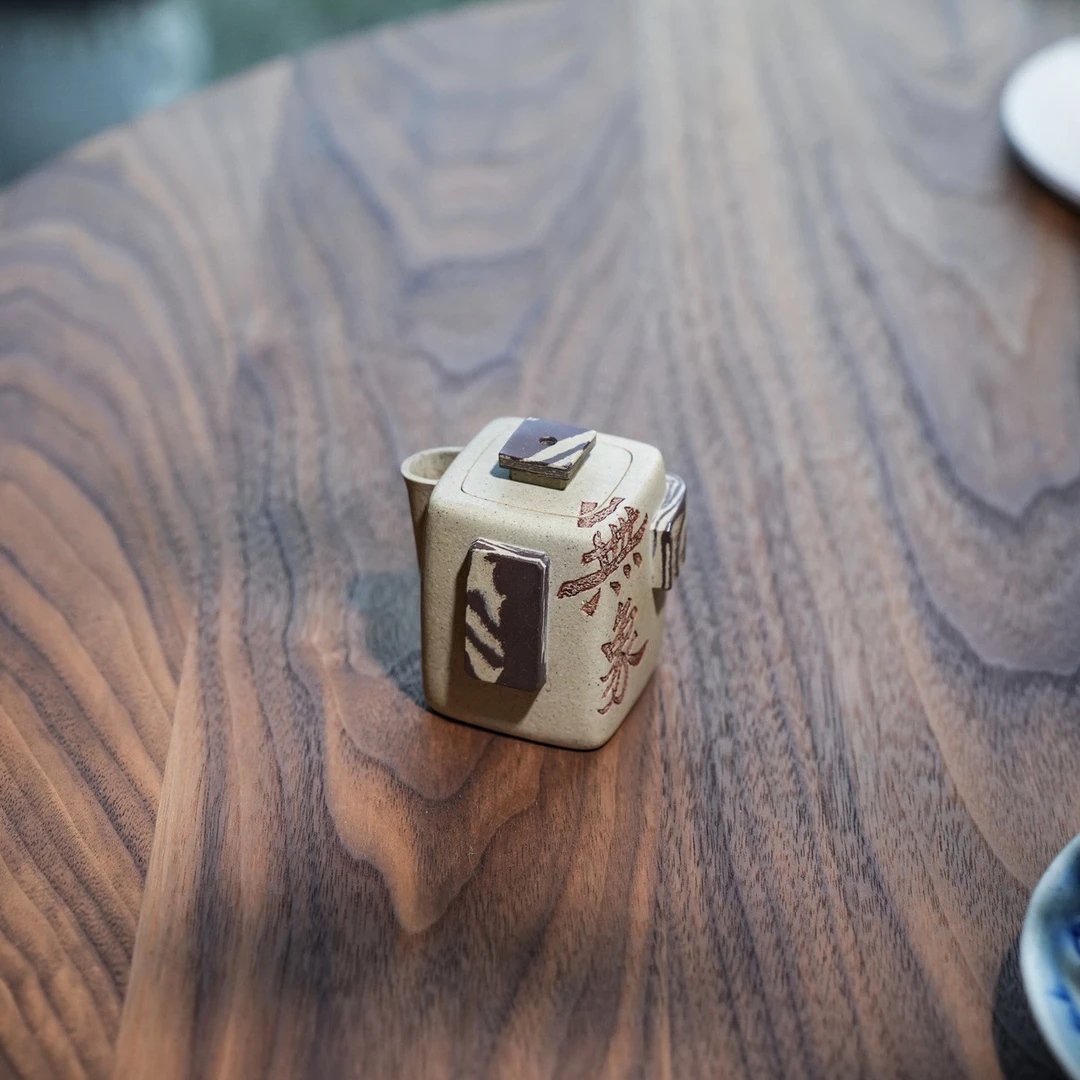 宜兴小方砖紫砂壶紫砂壶系列『無象』本山绿100毫升 全手工茶壶茶具