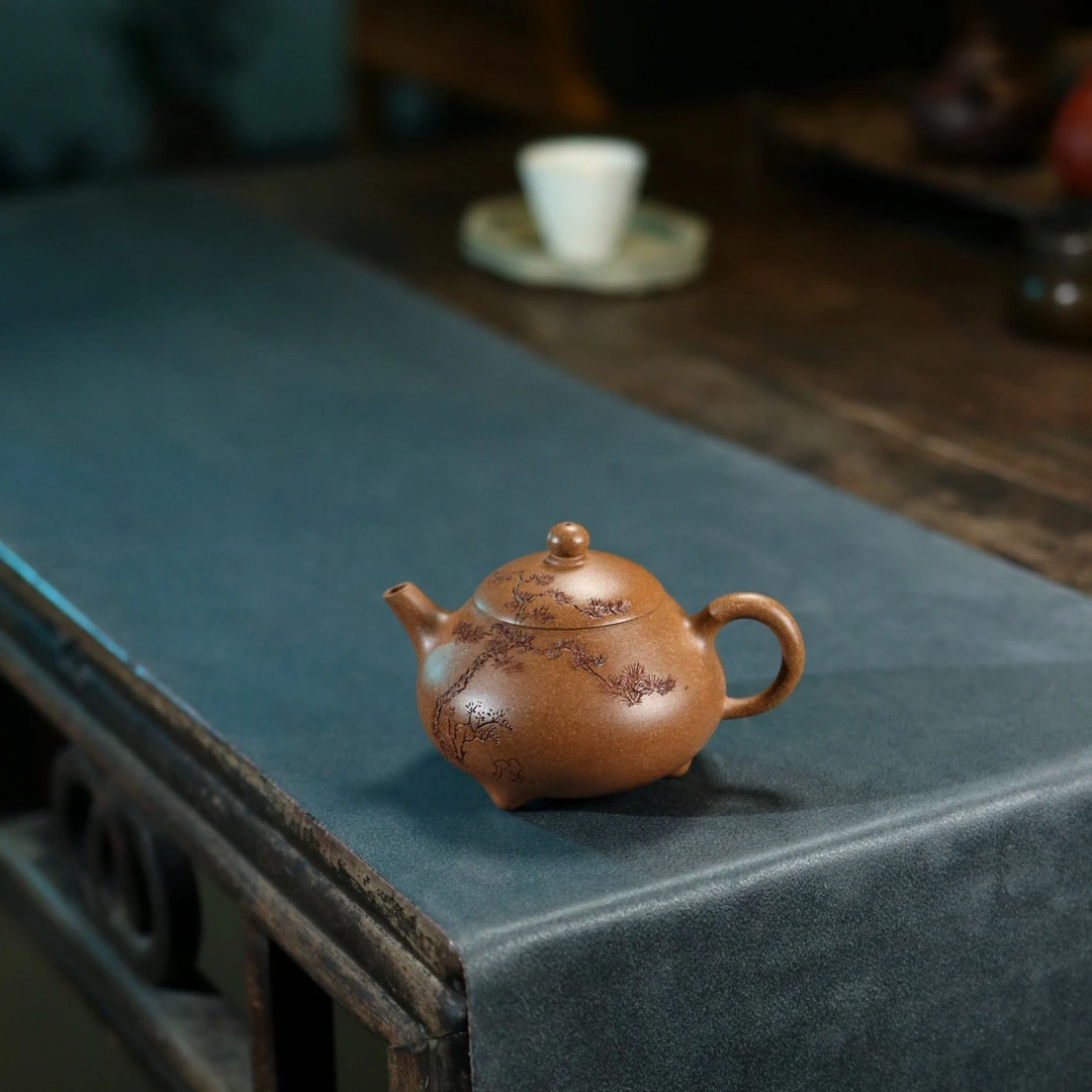 宜兴正宗紫砂壶纯手工制作松庐段泥 200毫升手制作茶具手工紫砂壶