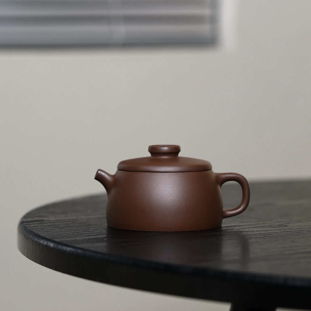 宜兴紫砂壶原矿紫泥『巨轮』150cc 内推孔全手工茶壶小容量家用茶具