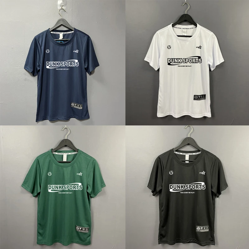 纯色运动休闲短袖薄美式风格投篮服训练速干跑步健身宽松透气T恤