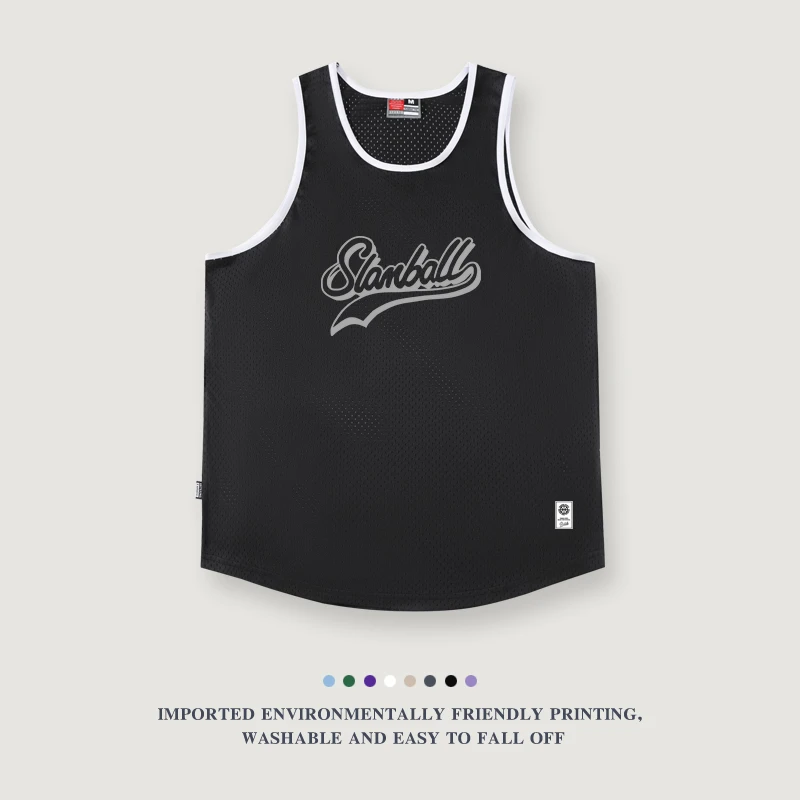 美式窄肩篮球网眼运动背心男子T恤宽松透气健身跑步训练无袖球衣