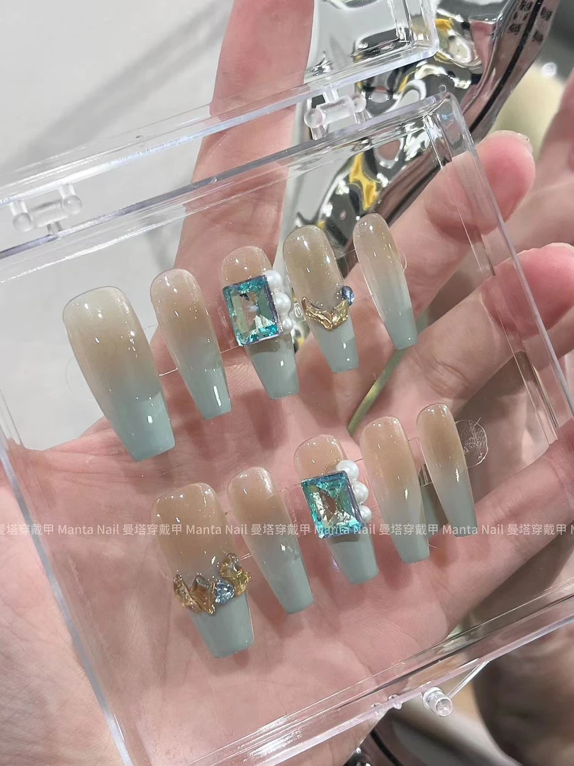 【售完不补】海盐拿铁｜夏天款海盐咖啡简约梯形纯手工穿戴甲