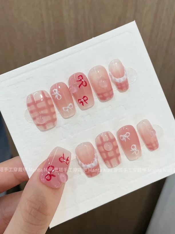 小围裙｜纯手工格纹夏日纯欲粉色可爱甜美纯手工穿戴甲