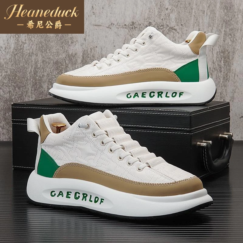 高档轻奢潮牌男鞋2025款冬季加绒厚底阿甘鞋子男士内增高休闲运动