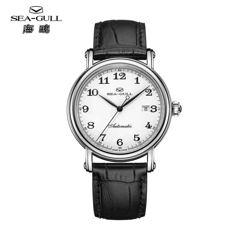 【表厂自营】海鸥手表男士商务自动机械表简约单历皮带腕表1054