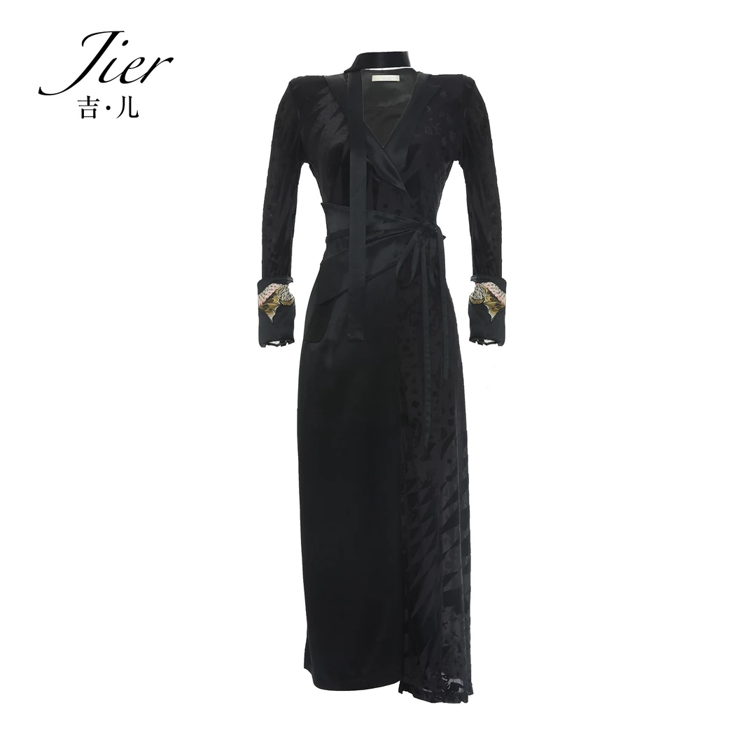 【Jier吉儿】高级设计师2024气质走秀款（游龙君）修身设计感连衣裙