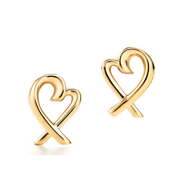 99新 Tiffany & Co./蒂芙尼  心形耳环简约LovingHeart耳钉jess