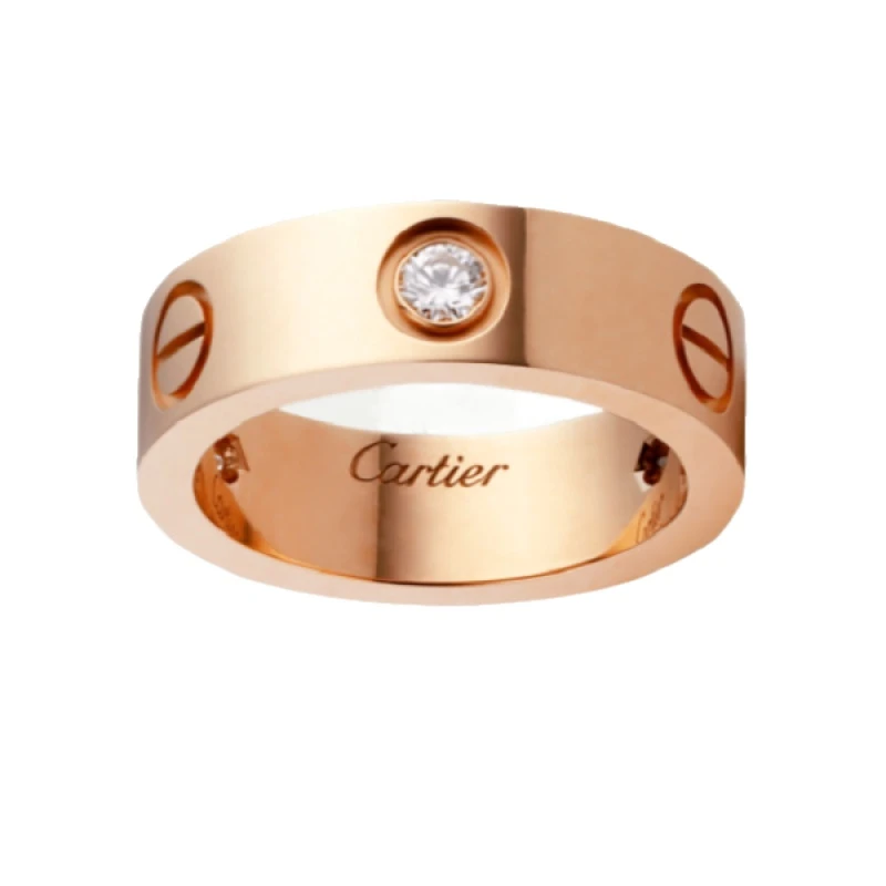 99新 Cartier/卡地亚 LOVE戒指男女同款宽镶嵌3钻戒指