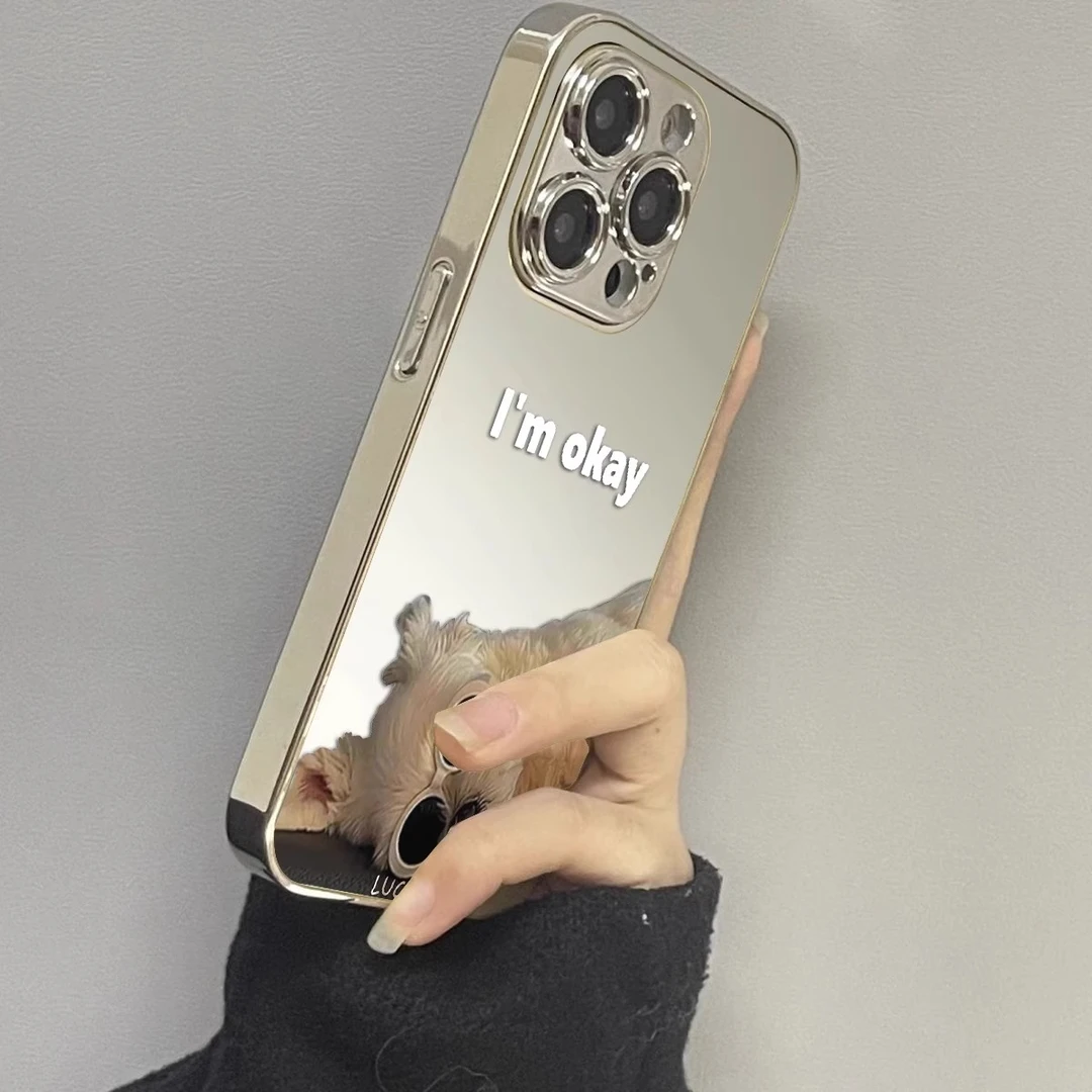 墨镜狗狗适用苹果15peomax手机壳支架iPhone14pro防摔高级镜面13p