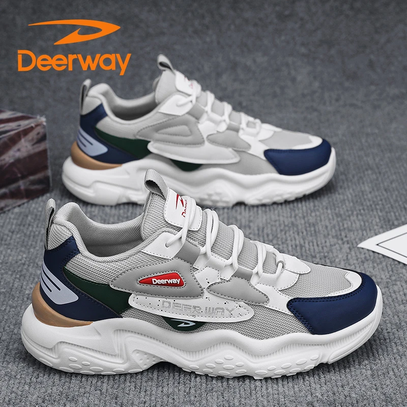 德尔惠秋季学生防臭潮流百搭男士跑步时尚休闲鞋网面透气老爹鞋子