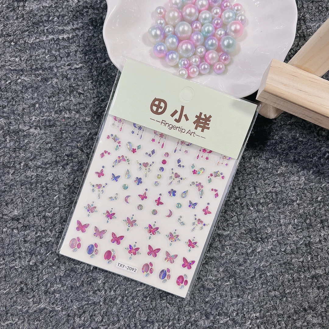 【TXY-2092】冰透甲油胶女款白色可爱夏日日系磨砂卡通夏季美甲贴纸