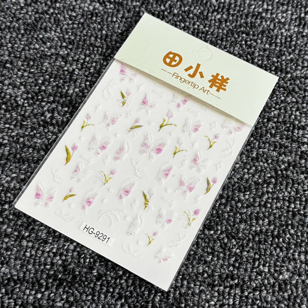 【5张】HG-9291迷你女款白色可爱夏日日系冰透卡通小清新款美甲贴纸