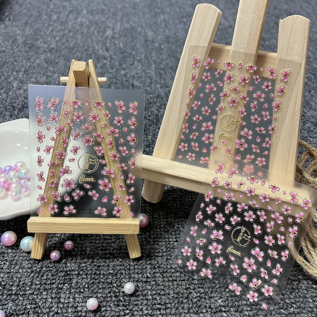 【3张】TT-007美甲贴纸女款可爱套盒日系磨砂卡通ins风烫金时尚哑光