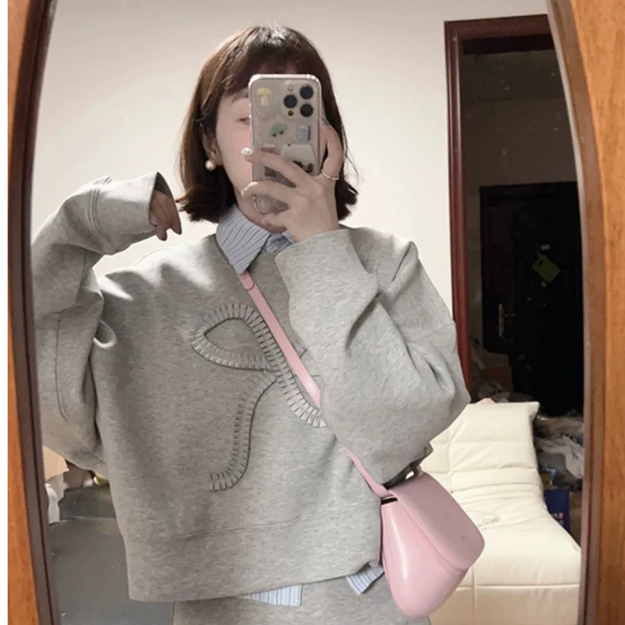 【SLTT】微胖大码早秋小个子学院风卫衣连衣裙早初秋韩系穿搭套装