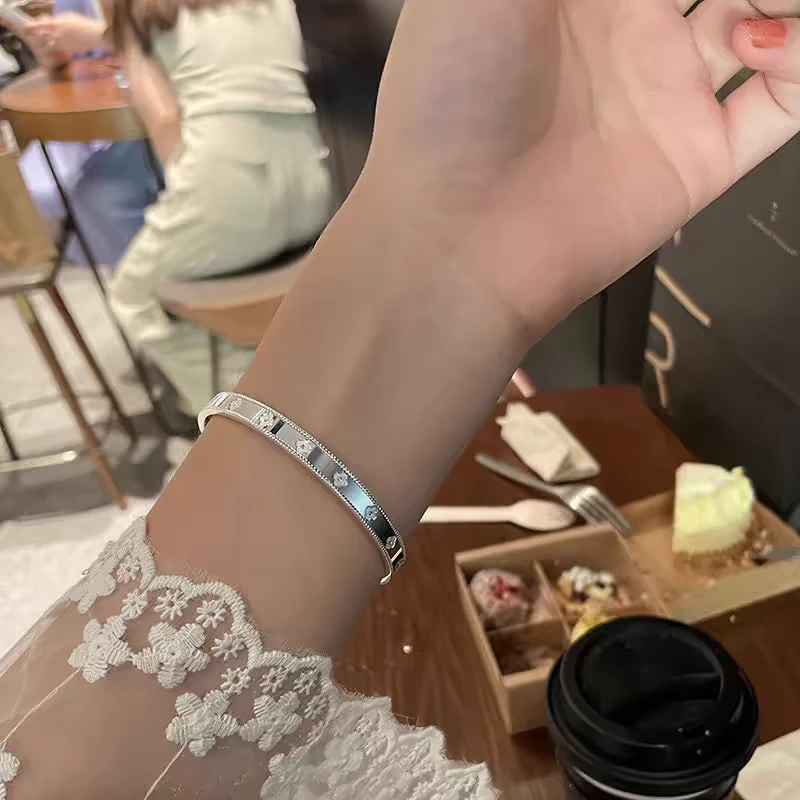 足银银制品 实心银镯子简约百搭ins风万花筒轻奢时尚手环【A05】