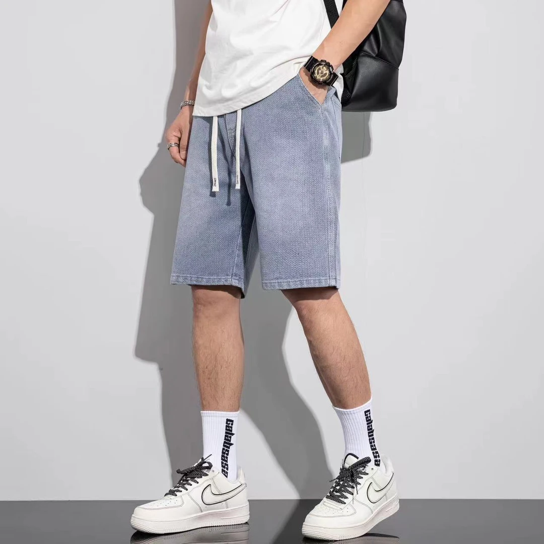 牛仔夏季休闲宽松星空纹牛仔短裤潮流百搭男士港风薄款直筒ins