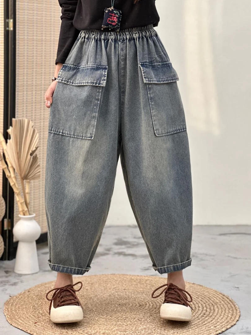 9908复古百搭休闲宽松薄款牛仔裤