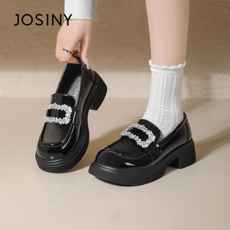 卓诗尼2025秋季新款厚底乐福鞋经典女鞋一脚蹬轻便不闷脚豆豆鞋女