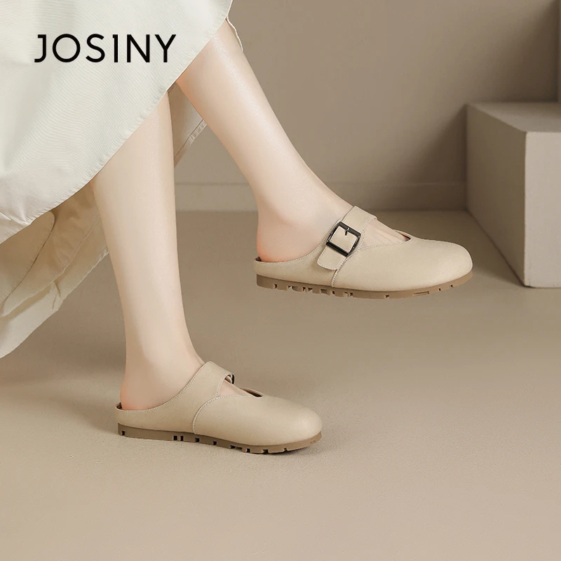 卓诗尼软底一脚蹬包头拖女2025年夏季新款玛丽珍法式一字带奶奶鞋