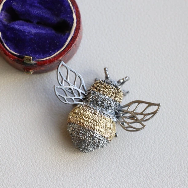 坠链均925银 复古小蜜蜂吊坠项链可爱男女写实立体挂件毛衣链