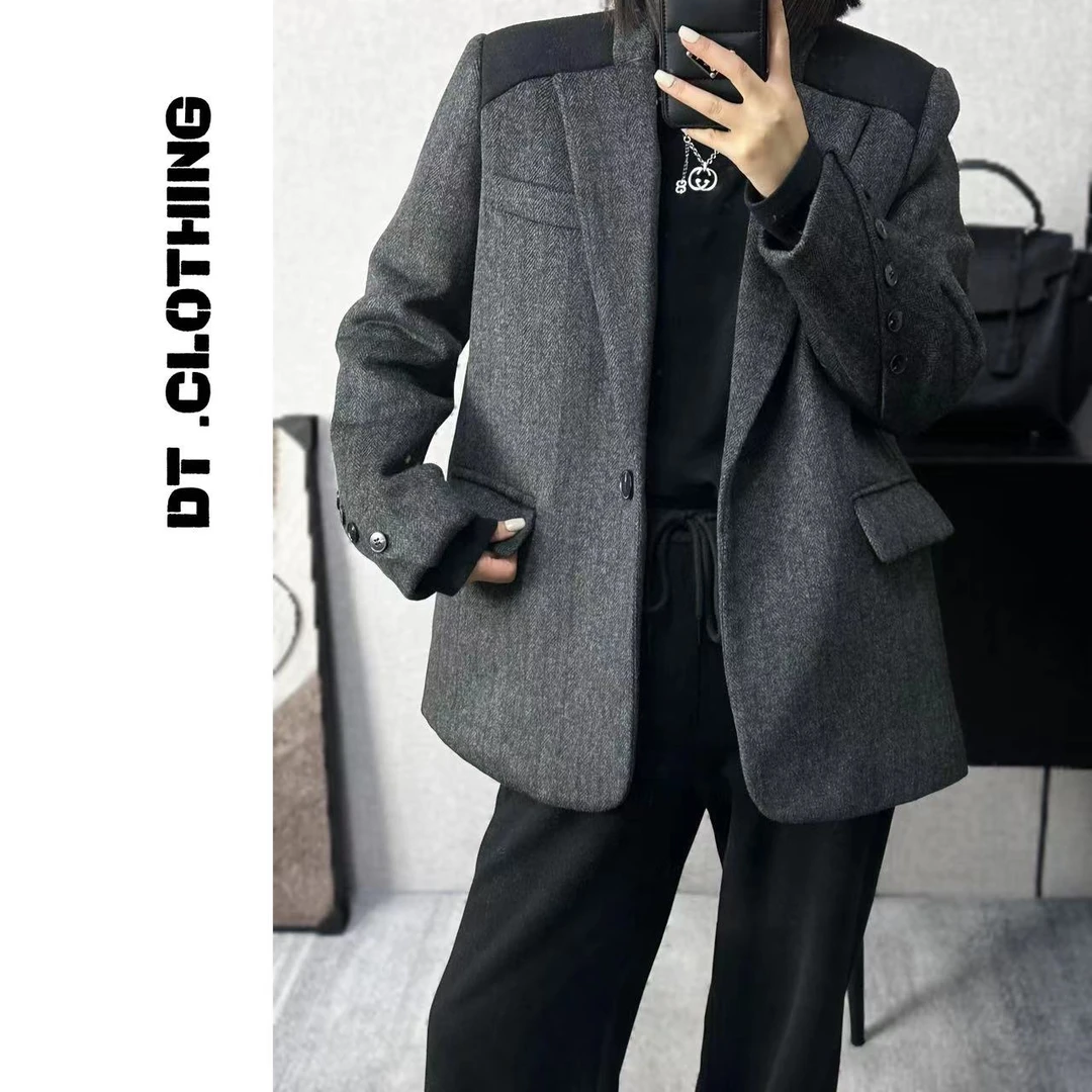 【DT】拼接撞色气质原单特色羽绒外套