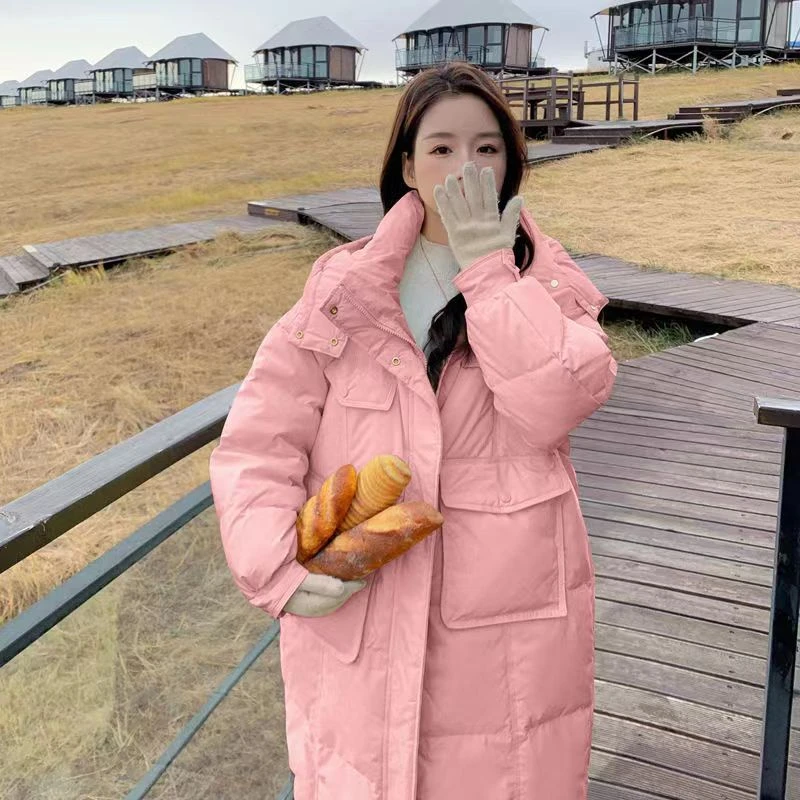 Chorsarls秋冬新款保暖女装纯色加厚中长款百搭休闲韩版棉服9801