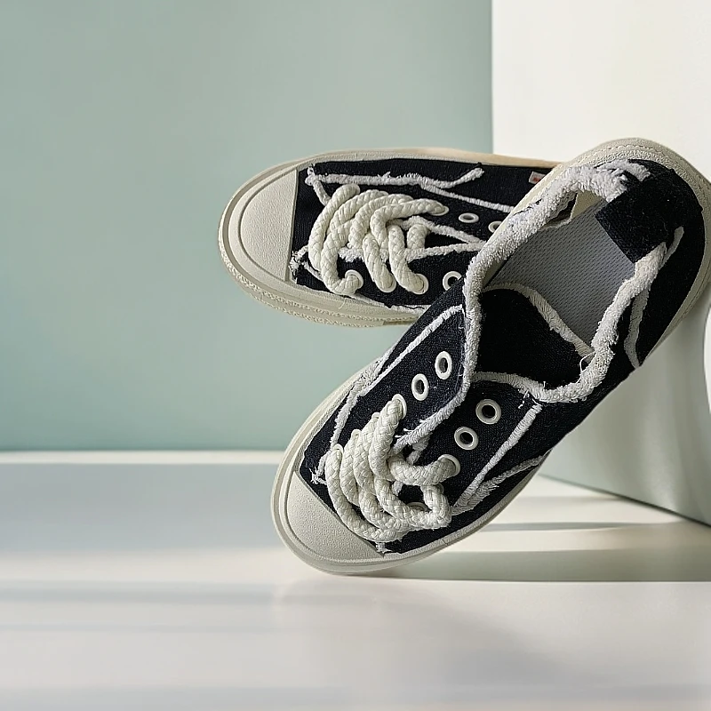 乞丐鞋帆布鞋春季新款学生百搭毛边鞋