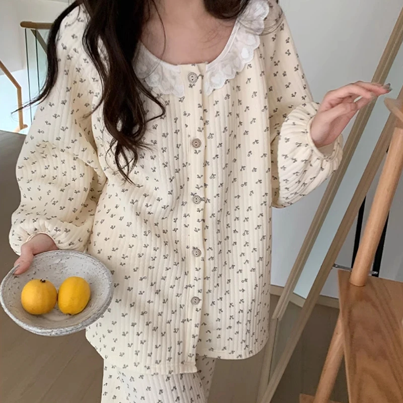 【秋冬季保暖空气棉】月子服喂奶孕妇哺乳睡衣产妇大码长袖加厚宽松