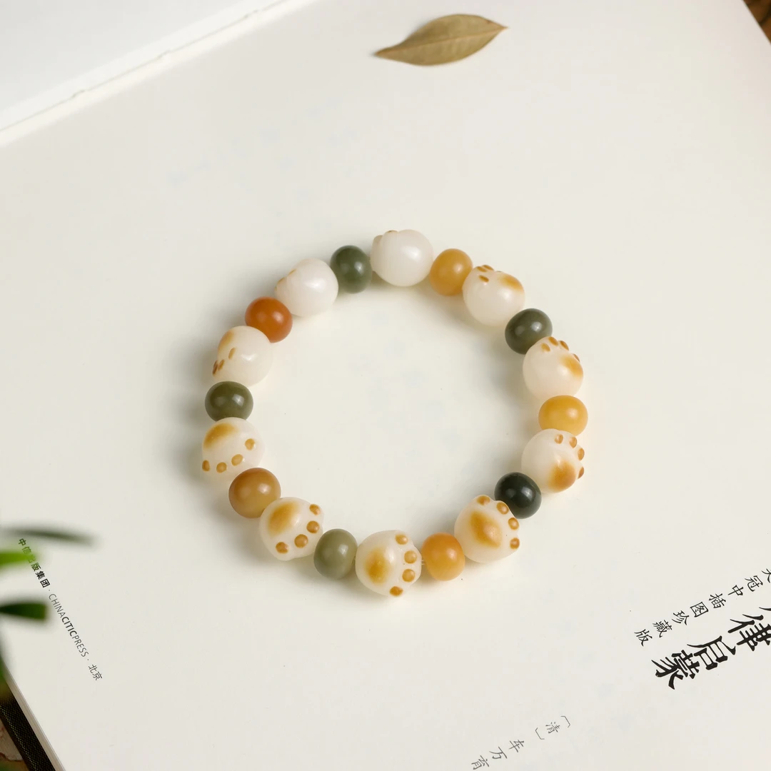 炭烧菩提个性设计款可爱招财猫单圈手串