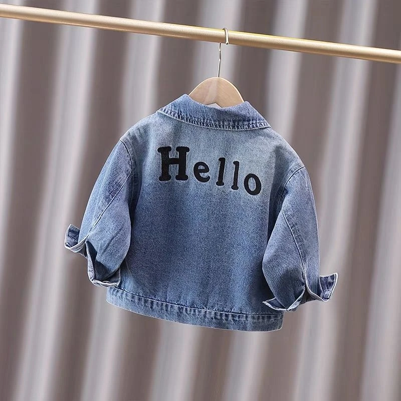 童装新款男童春秋洋气韩版牛仔外套儿童秋装字母刺绣渐变休闲上衣
