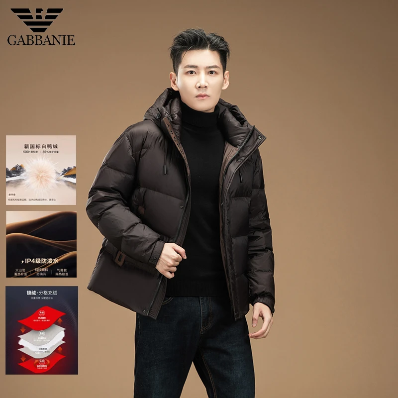 意大利专柜正品轻奢新款冬季高档白鸭绒男士羽绒服时尚羽绒外套潮