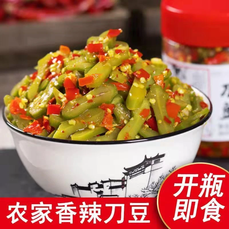 香辣刀豆湖南特产下饭菜腌制开味酸辣刀豆瓶装即食拌饭干刀豆
