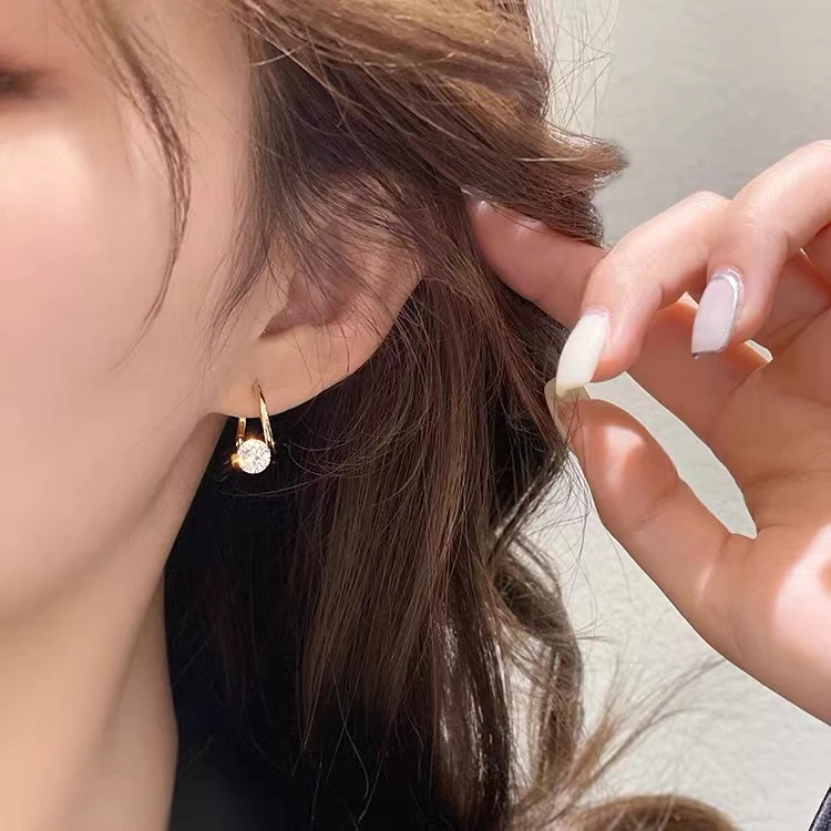 铜合金合成锆石耳饰 舒啸饰品铜合金时尚交错耳环小众火爆款17号