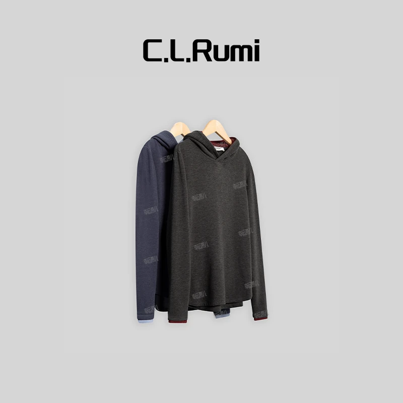 【Rumi女装】“穿即暖”显瘦百搭拼色 连帽套头卫衣6119wy