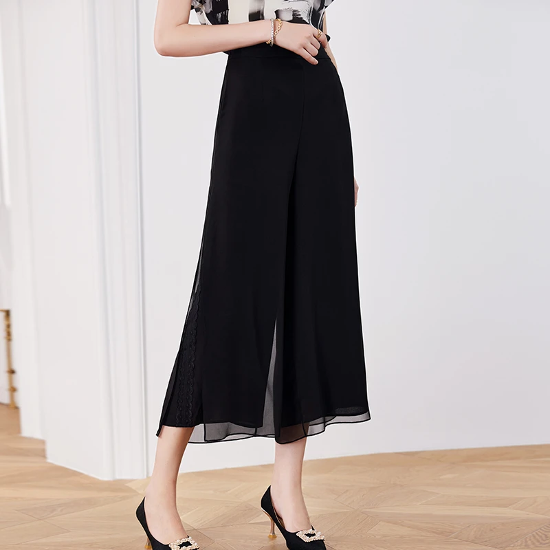 Z9292恩纳斯通勤真丝阔腿裤秋季新款桑蚕丝裤子女