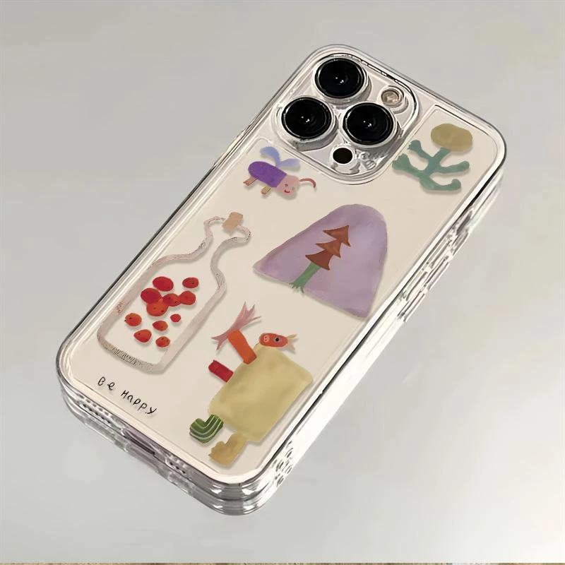 创意艺术瓶子苹果14手机壳iPhone15pro透明13/12软11/8plus7xsmax