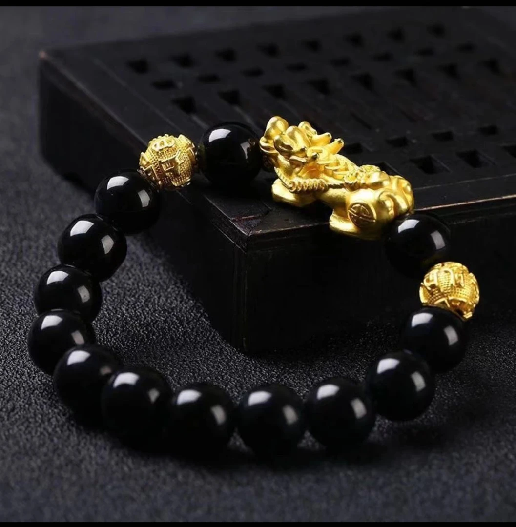 铁合金陶瓷手链 男士貔貅手链不掉色素款镶嵌编织黑色