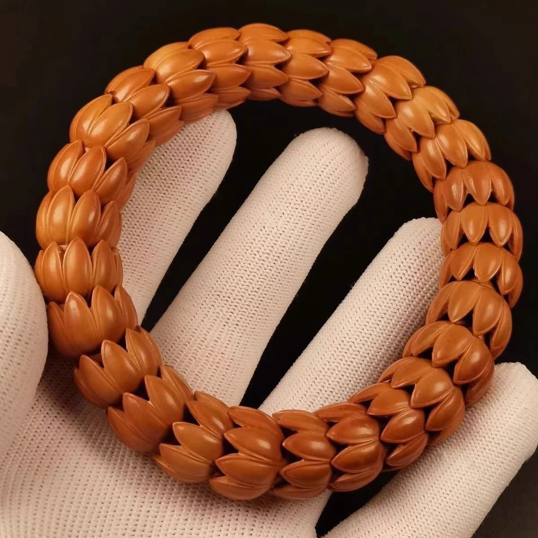 橄榄核手串九转莲花手工透雕核雕文玩手把件精选莲花手串男女款