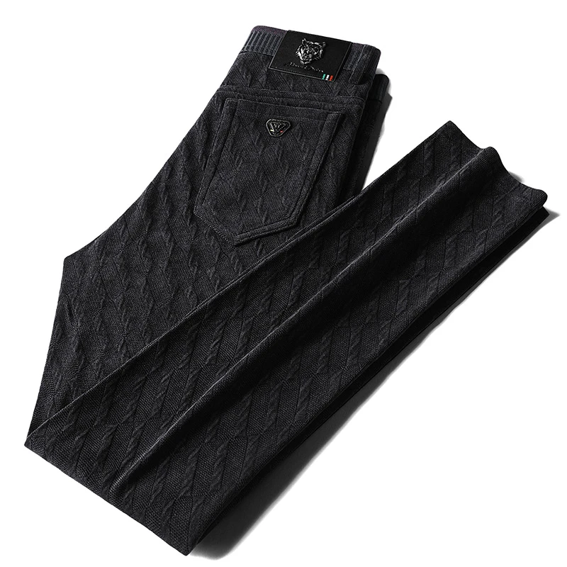 史迪汤米休闲裤男士春秋季2024新款男装百搭提花牛仔裤商务男裤子