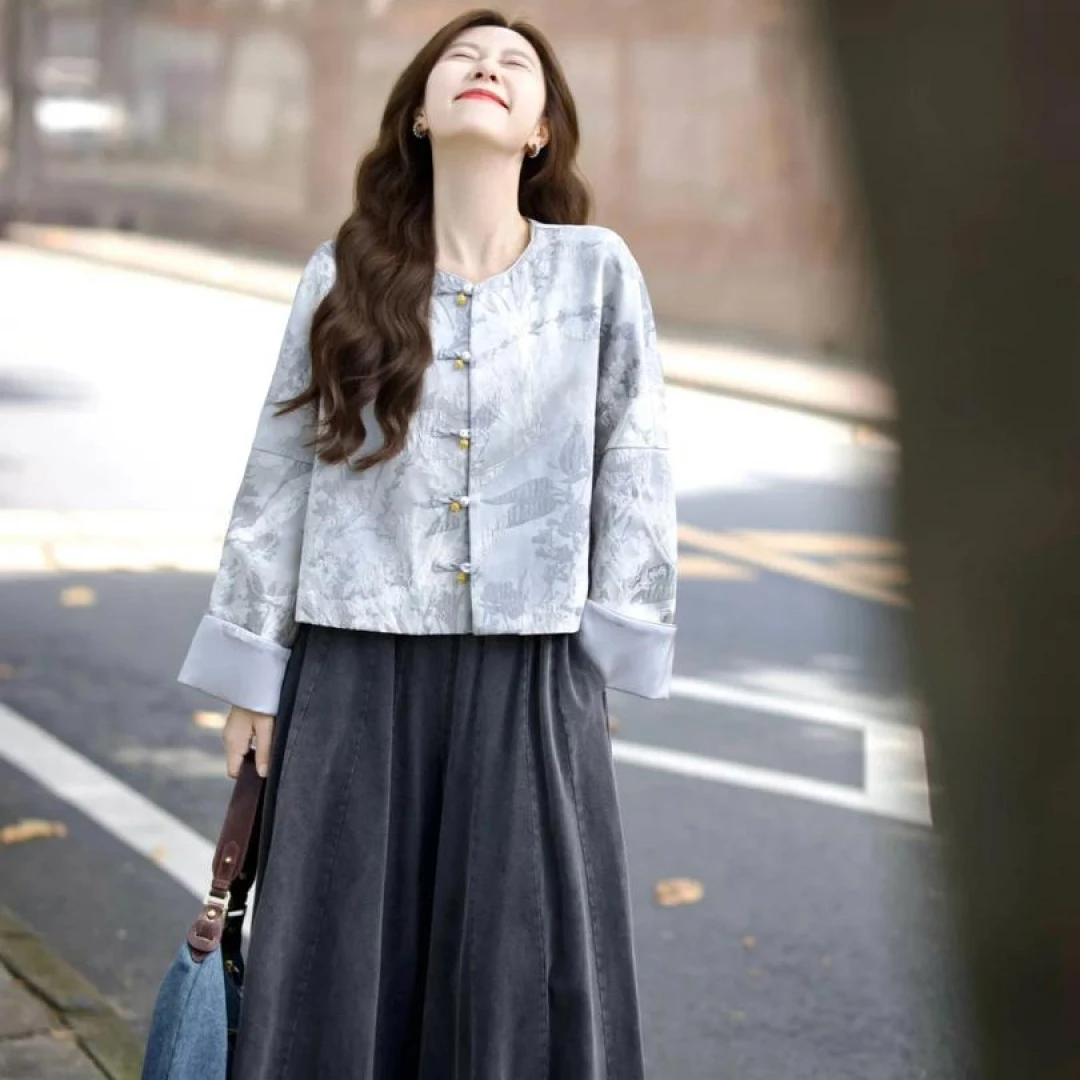 早秋高级感穿搭套装新中式国风短外套阔腿裤大方得体的两件套装女