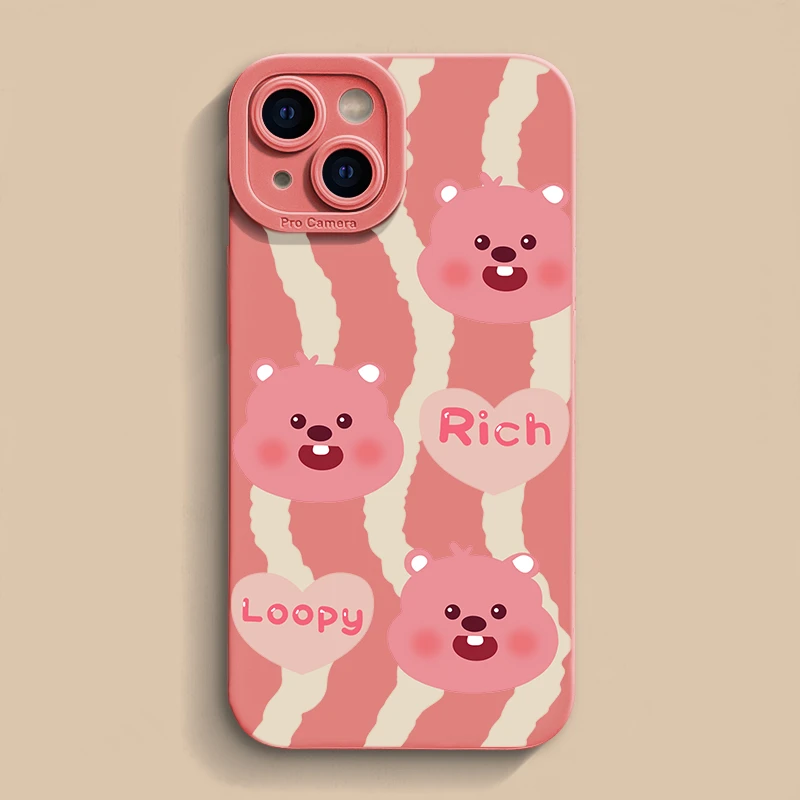 波纹海狸iPhone15promax苹果14手机壳卡通华为软壳vivo小米一加潮