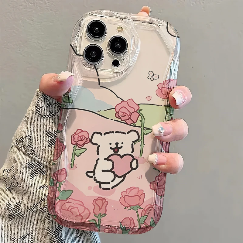 爱心小狗苹果15Plus手机壳13软壳iPhone14Pro/6/12防摔xs/xr/8p/7