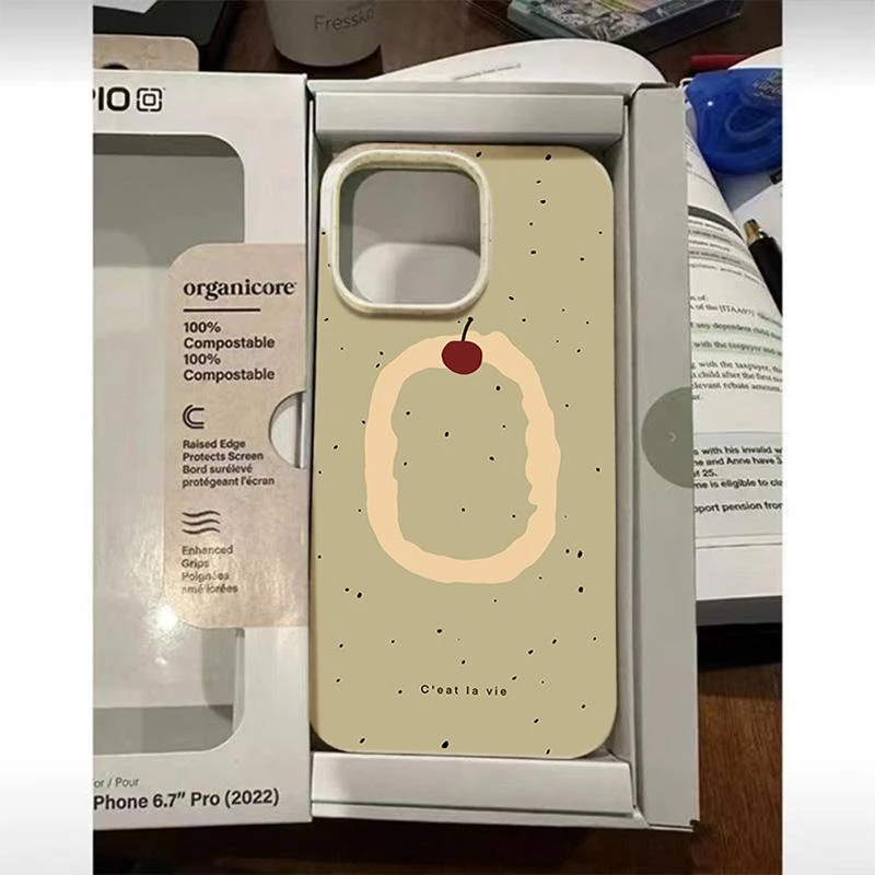 薄荷绿樱桃iPhone15/14Promax手机壳14/13Pro小麦款12/7plus防摔8