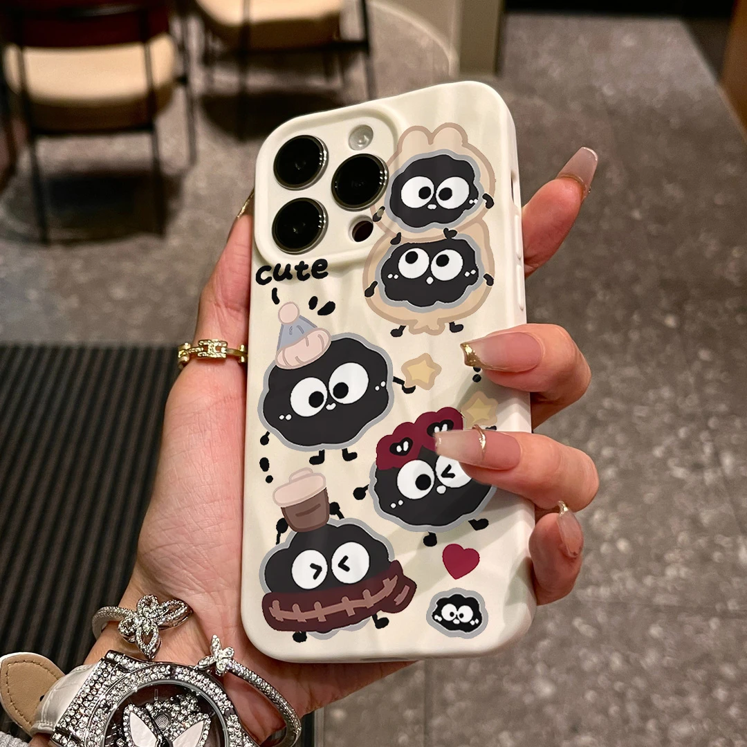 六个煤球苹果15手机壳iPhone14pro折皱7/8p软壳13/12/11/XS创意se
