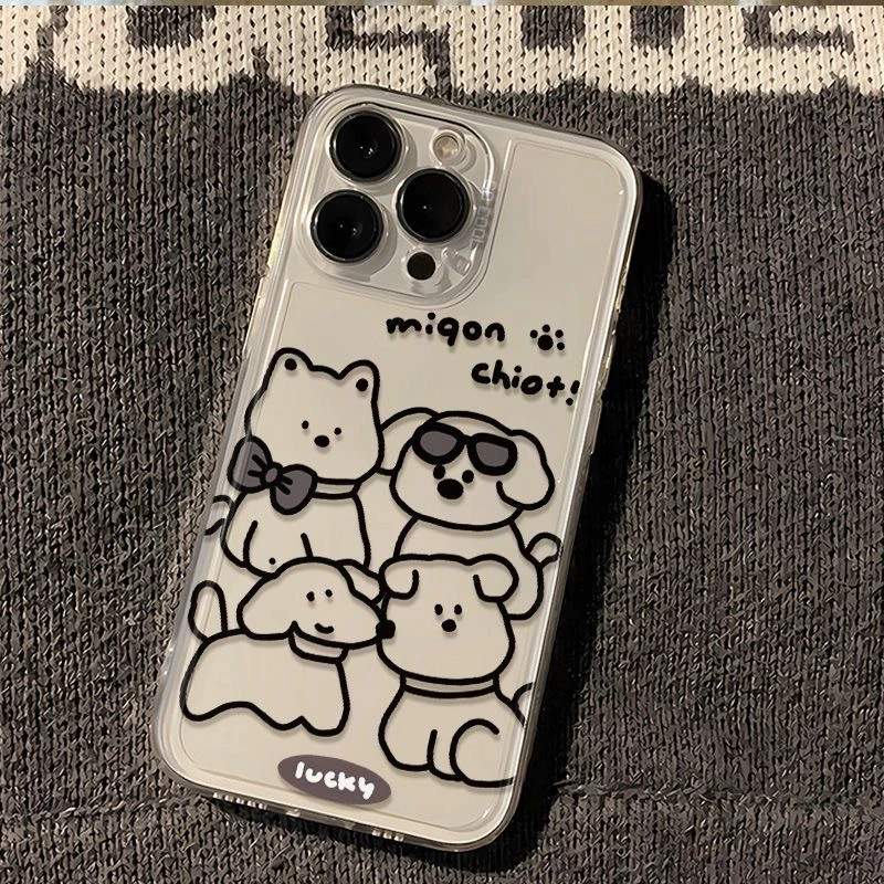 线条小狗苹果华为小米VIVO/oppo荣耀/iPhone15手机壳安卓手机软壳