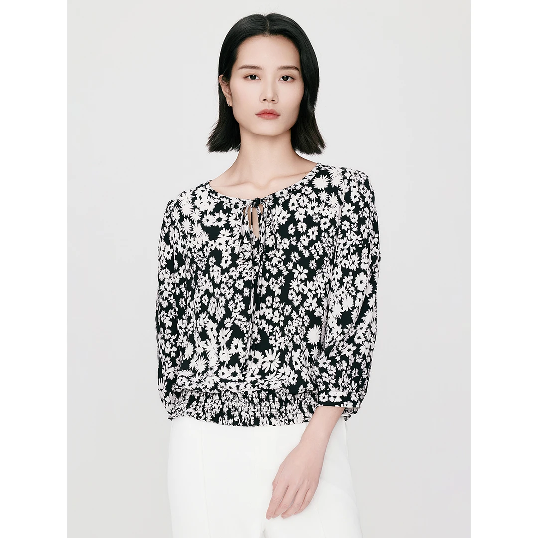 姚领yaoly印花长袖套头衬衫833F25283