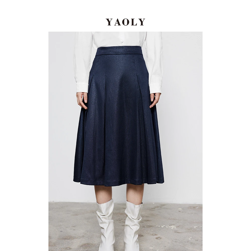 姚领yaoly专柜女装中长大A字裙82F3162